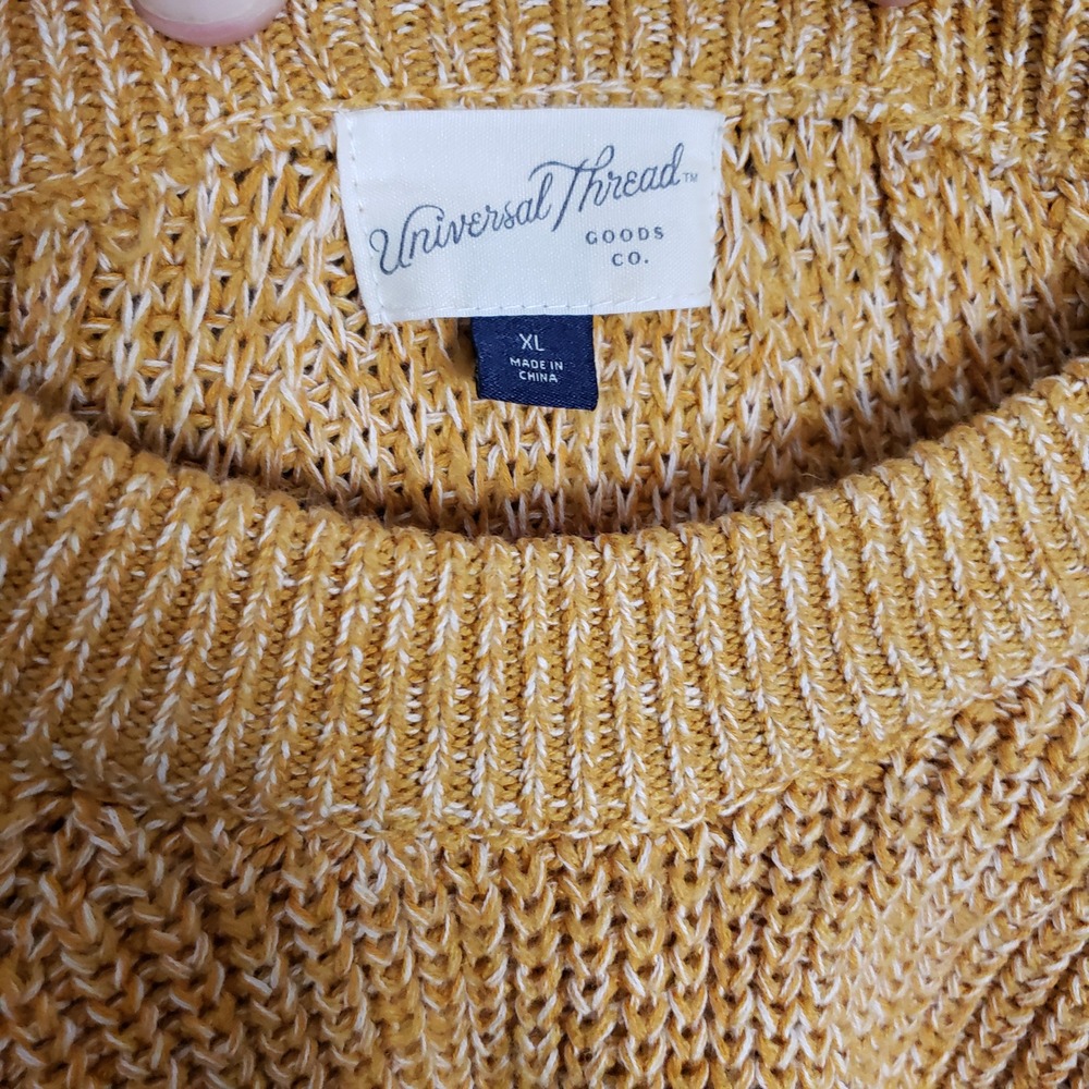 Universal Thread Size XL Chunky Knit Sweater Gold Fisherman Boho Granola Girl - Picture 3 of 7